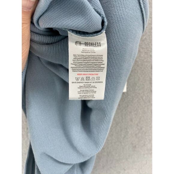 4TH & RECKLESS Bodysuit Womens Sz S Blue Charla One-shoulder Ribbed - Picture 5 of 7